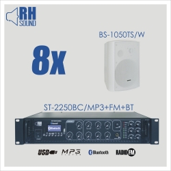 Nagłośnienie naścienne RH SOUND ST-2250BC/MP3+FM+BT + 8x BS-1050TS/W